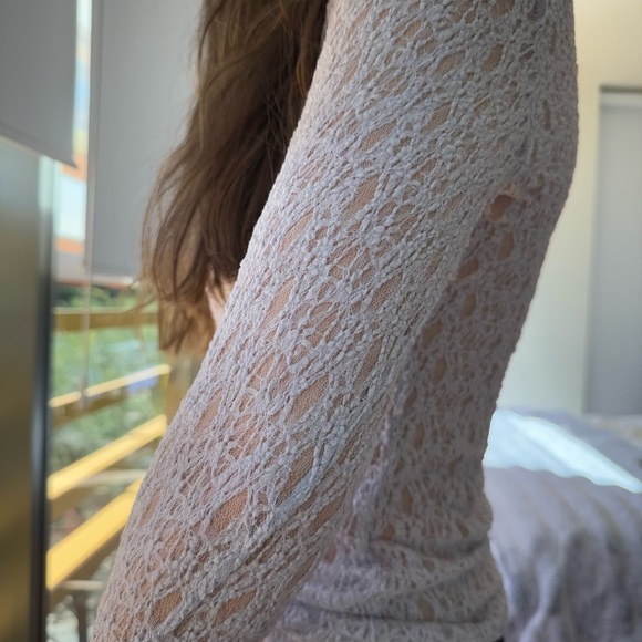 FRAME Light Purple Mesh Lace Long Sleeve Top - Picture 2 of 6